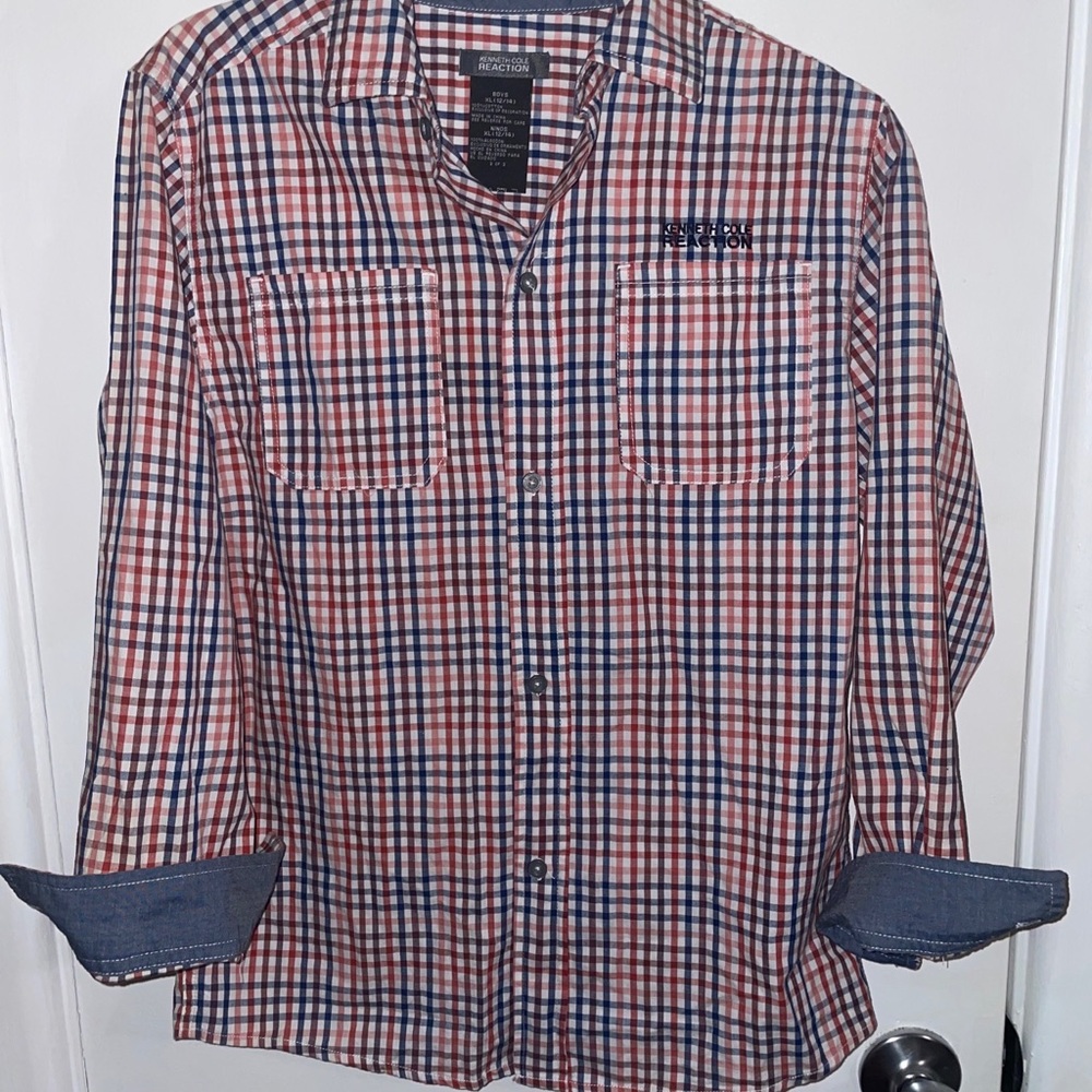 Kenneth Cole Reaction Boys XL 12/14 Plaid Shirt